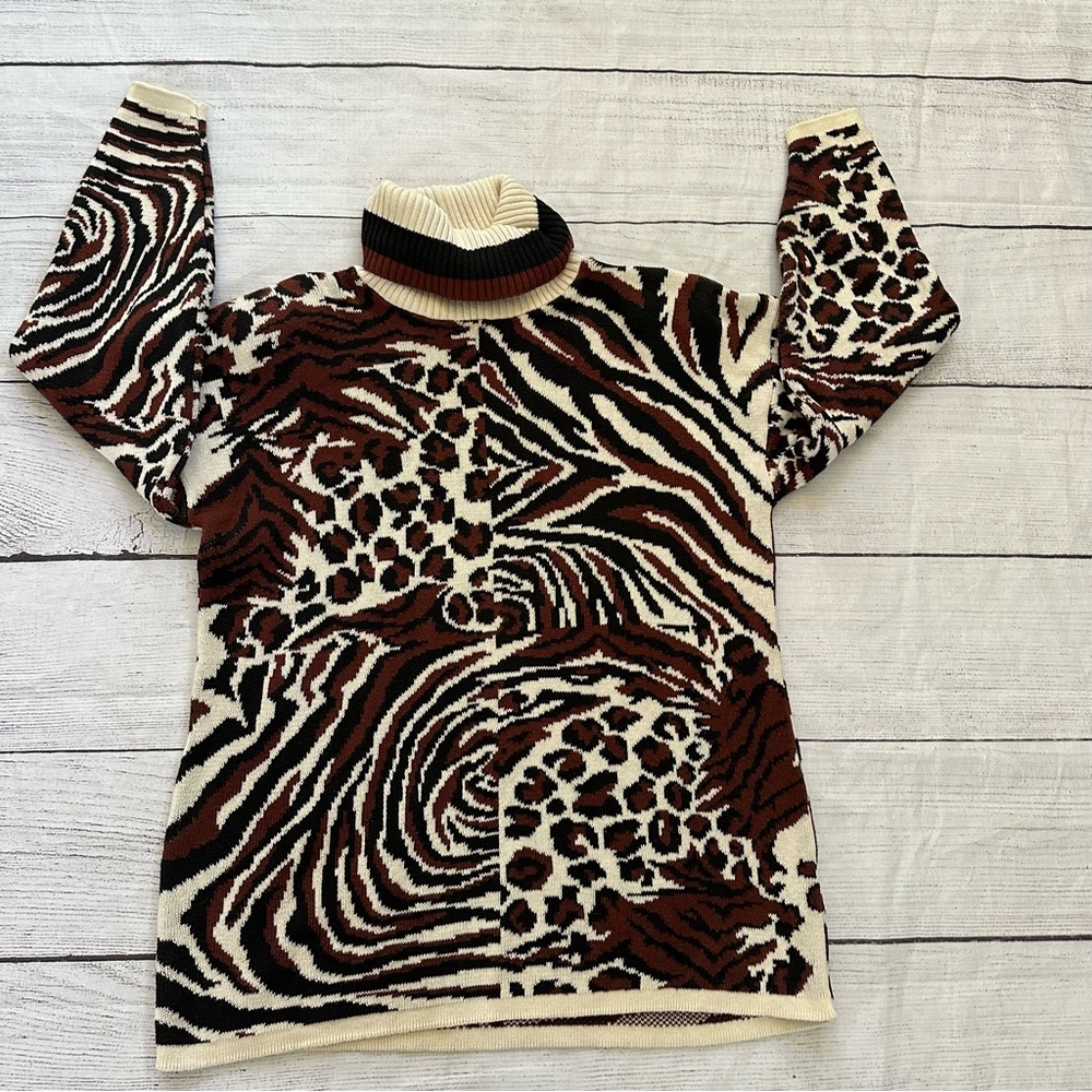 Delia McKay size small vintage animal print sweater made in USA